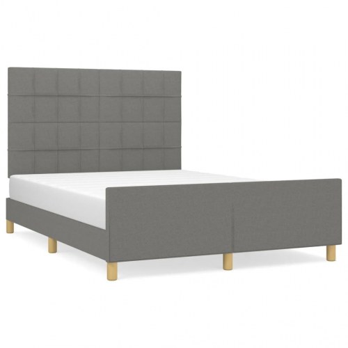 Sengeramme med sengegavl 140x200 cm - stof, mørkegrå