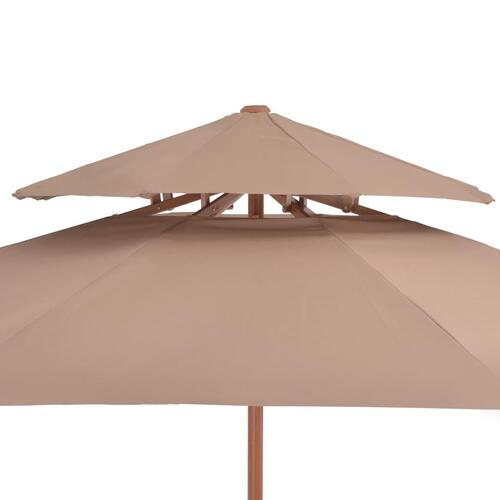 Dobbelt parasol med træstang 270 cm gråbrun