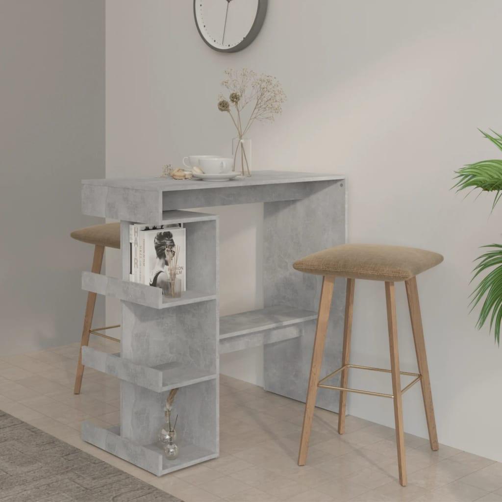 Barbord m. opbevaringsstativ 100x50x101,5 cm spånplade betongrå