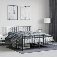 Sengeramme med sengegavl og fodgærde 160x200 cm metal sort