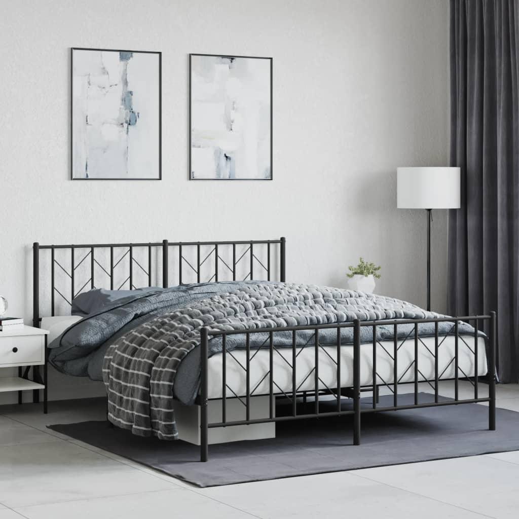 Sengeramme uden madras med fodgærde 160x200 cm sort