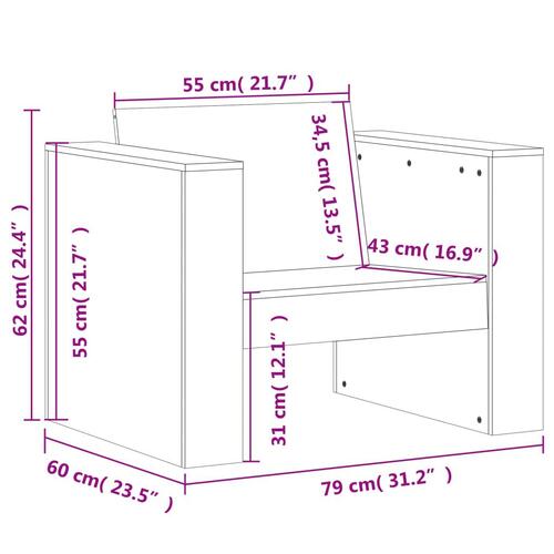 Sofastol til haven 79x60x62 cm imprægneret fyrretræ