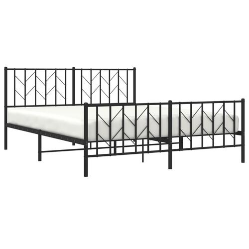 Sengeramme med sengegavl og fodgærde 160x200 cm metal sort
