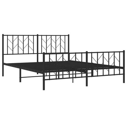 Sengeramme med sengegavl og fodgærde 160x200 cm metal sort