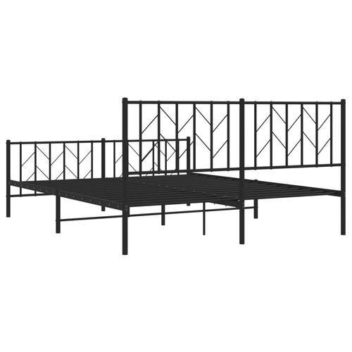 Sengeramme med sengegavl og fodgærde 160x200 cm metal sort