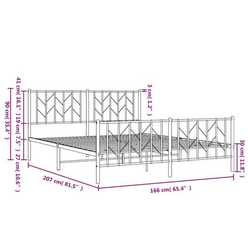 Sengeramme med sengegavl og fodgærde 160x200 cm metal sort