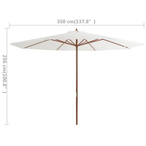 Udendørs parasol med træstang 350 cm sandhvid
