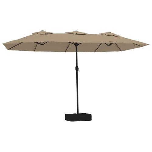 Parasol m. dobbelt parasoldug 449x245 cm gråbrun