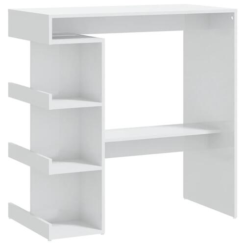 Barbord med opbevaringsstativ 100x50x101,5 cm hvid højglans
