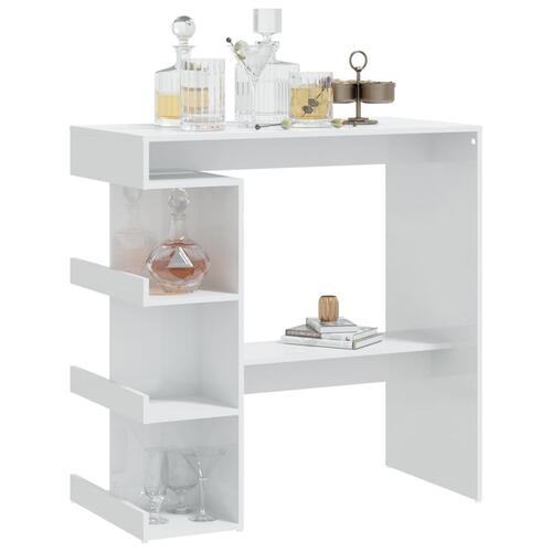 Barbord med opbevaringsstativ 100x50x101,5 cm hvid højglans