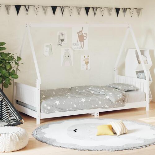 Sengeramme til juniorseng 90x190 cm massivt fyrretræ hvid