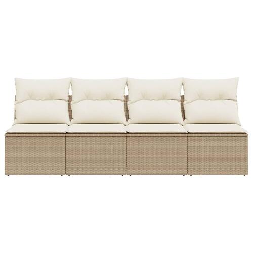 4-personers havesofa med hynder polyrattan beige