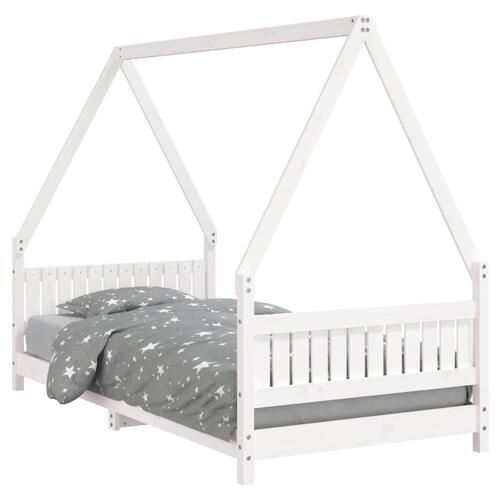 Sengeramme til juniorseng 90x190 cm massivt fyrretræ hvid