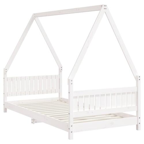 Sengeramme til juniorseng 90x190 cm massivt fyrretræ hvid