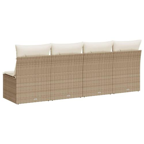 4-personers havesofa med hynder polyrattan beige