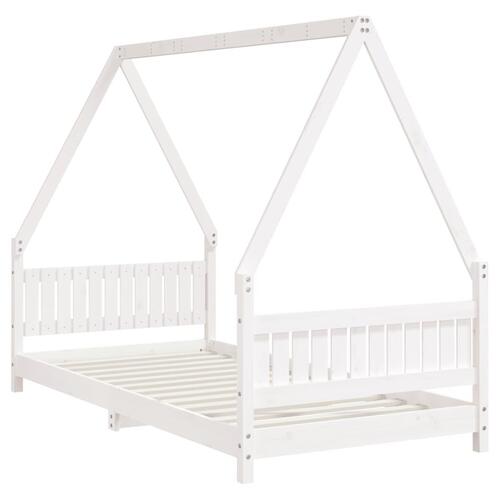 Sengeramme til juniorseng 90x190 cm massivt fyrretræ hvid