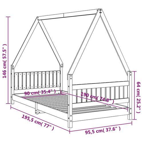 Sengeramme til juniorseng 90x190 cm massivt fyrretræ hvid