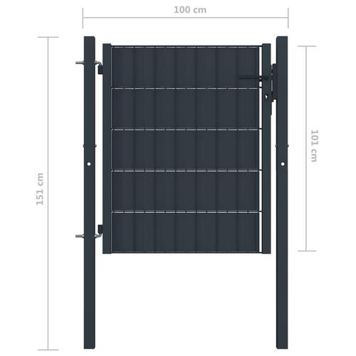 Hegnslåge 100x101 cm PVC og stål antracitgrå