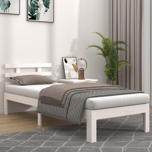 Sengeramme 100x200 cm massivt fyrretræ hvid