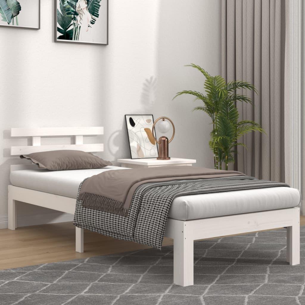 Sengeramme 100x200 cm massivt fyrretræ hvid