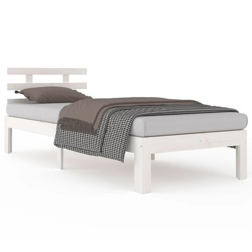 Sengeramme 100x200 cm massivt fyrretræ hvid