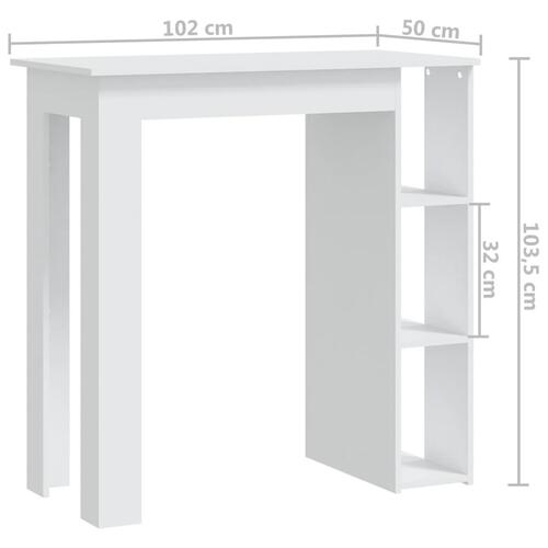 Barbord med hylde 102x50x103,5 cm konstrueret træ hvid