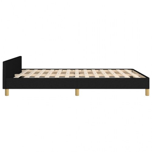 Sengeramme med sengegavl 140x200 cm - stof, sort