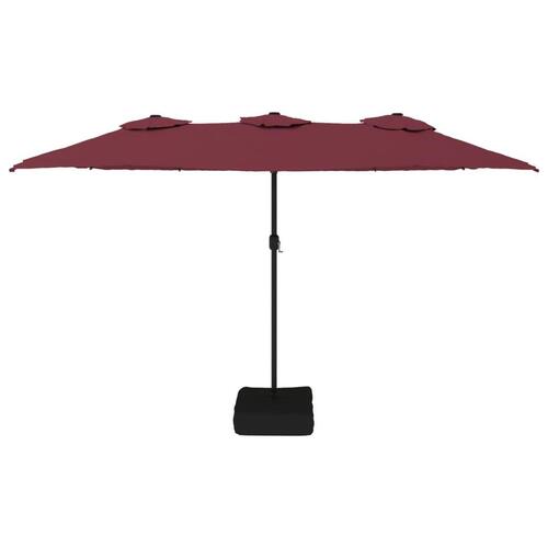 Parasol m. dobbelt parasoldug 449x245 cm bordeauxrød