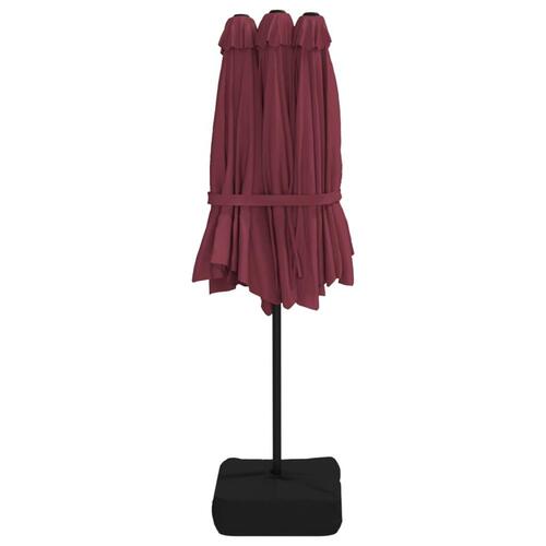 Parasol m. dobbelt parasoldug 449x245 cm bordeauxrød