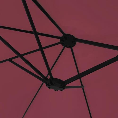 Parasol m. dobbelt parasoldug 449x245 cm bordeauxrød