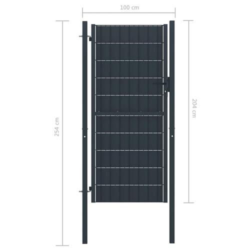 Hegnslåge 100x204 cm PVC og stål antracitgrå