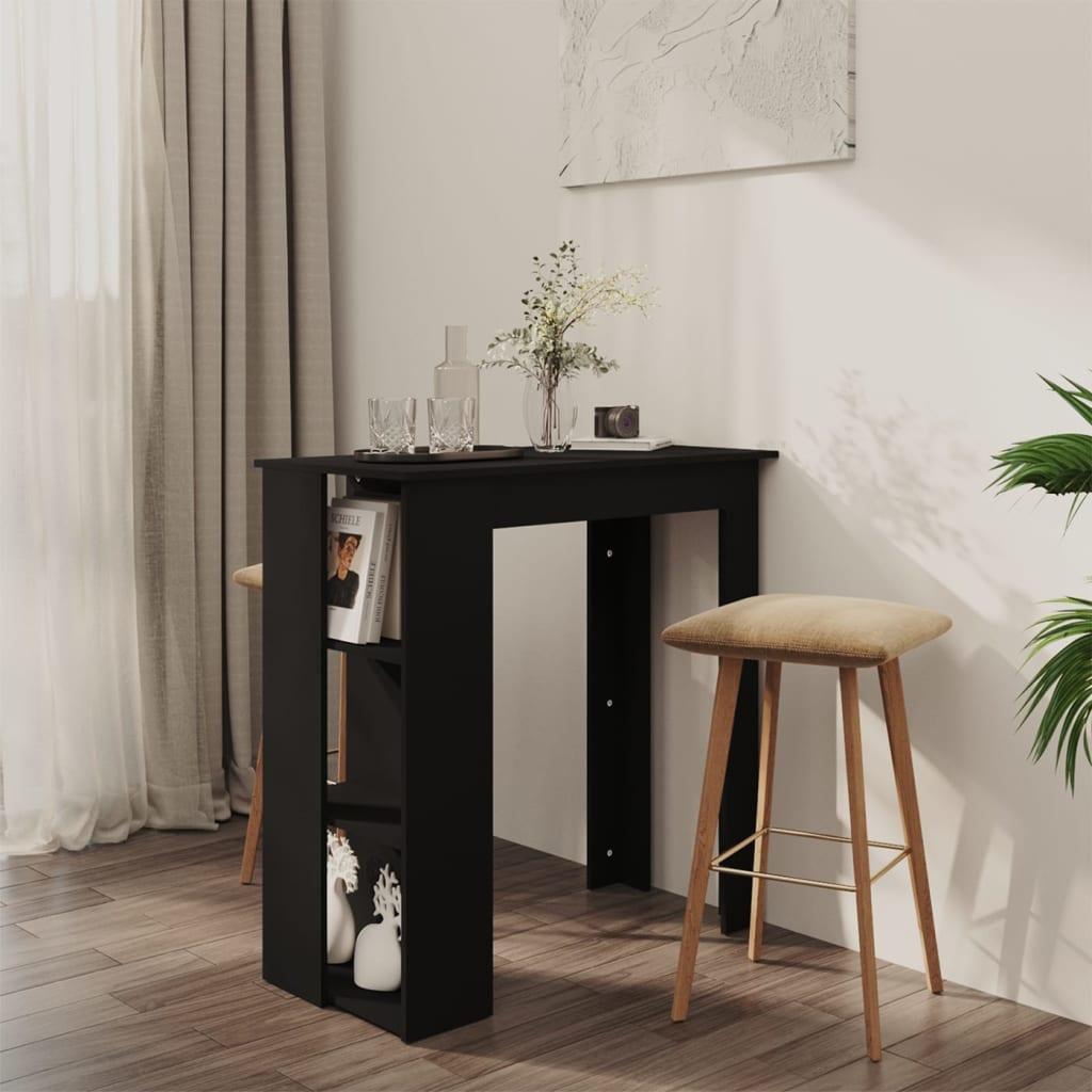 Barbord med hylde 102x50x103,5 cm konstrueret træ sort