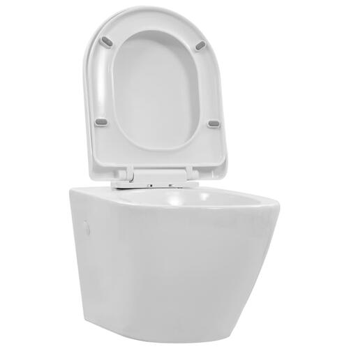 Væghængt toilet uden kant keramik hvid