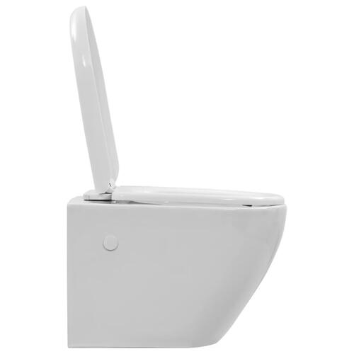 Væghængt toilet uden kant keramik hvid