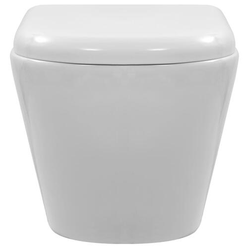Væghængt toilet uden kant keramik hvid