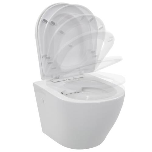 Væghængt toilet uden kant keramik hvid
