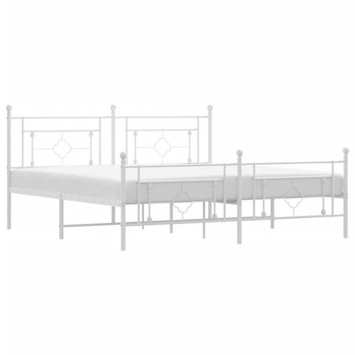 Sengeramme med sengegavl og fodgærde 183x213 cm metal hvid