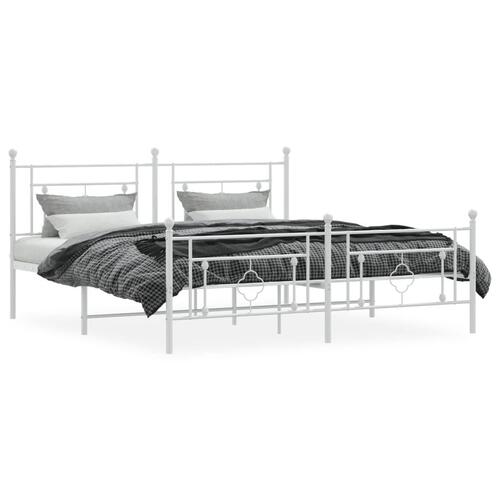 Sengeramme med sengegavl og fodgærde 183x213 cm metal hvid
