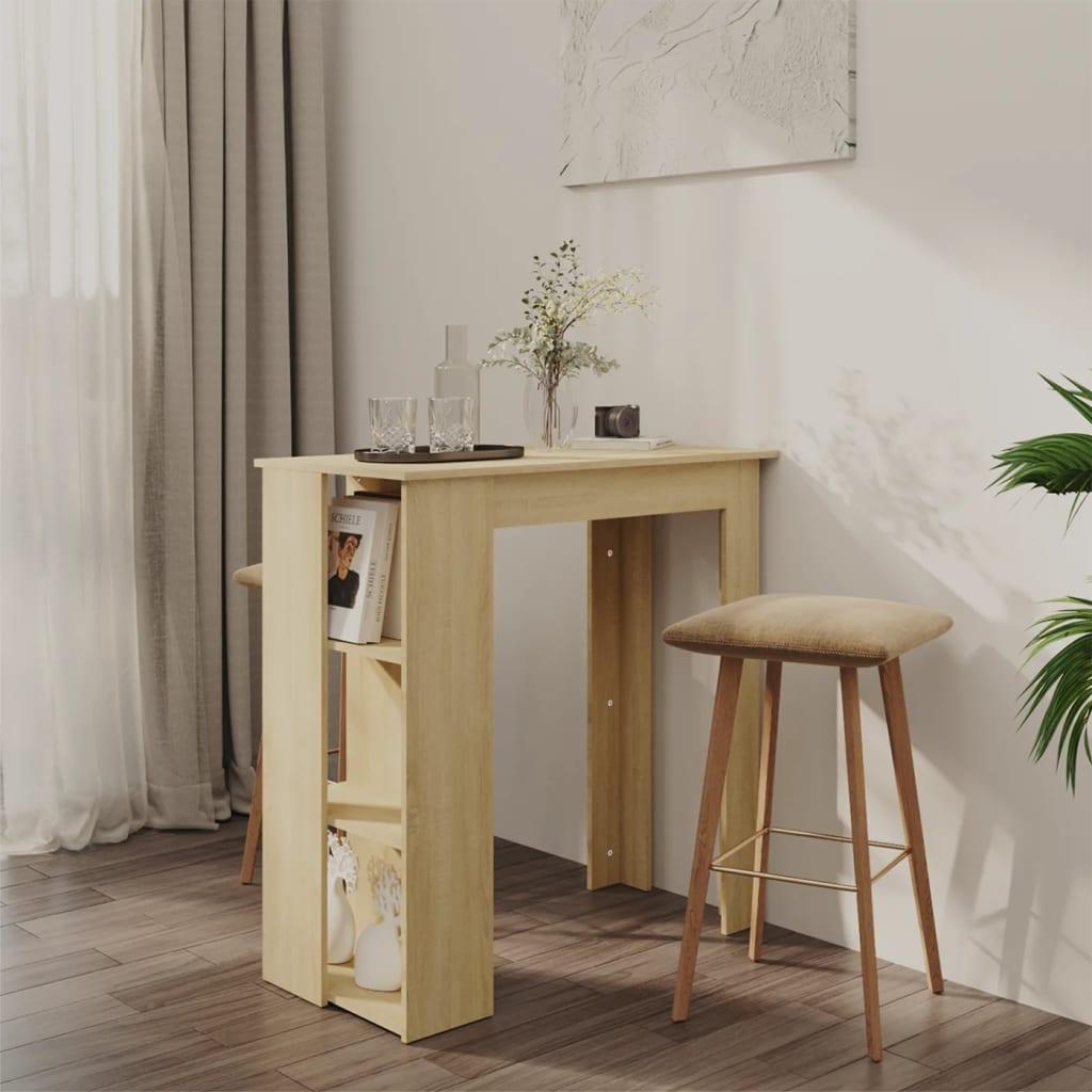 Barbord med hylde 102x50x103,5 cm konstrueret træ sonoma-eg