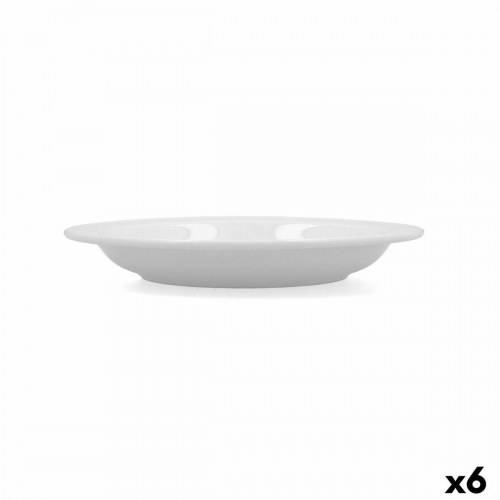 Bidasoa Glacial dyb tallerken i hvid keramik 23 cm - 6 stk.