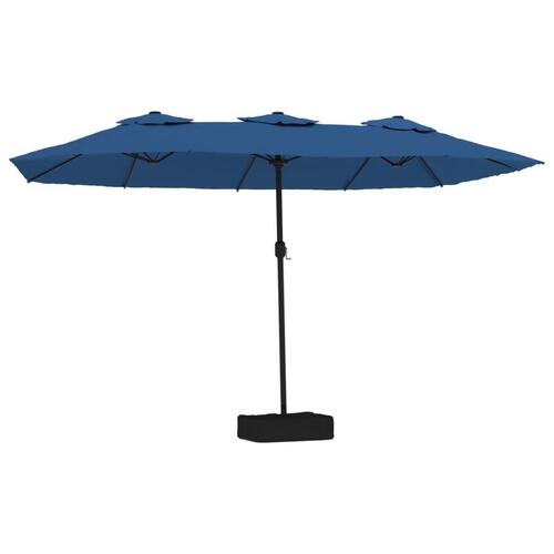 Parasol m. dobbelt parasoldug 449x245 cm azurblå