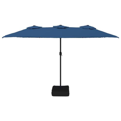 Parasol m. dobbelt parasoldug 449x245 cm azurblå
