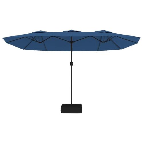 Parasol m. dobbelt parasoldug 449x245 cm azurblå