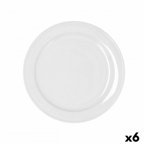 Bidasoa Glacial flad middagstallerken, hvid keramik, Ø 24 cm (6 stk)