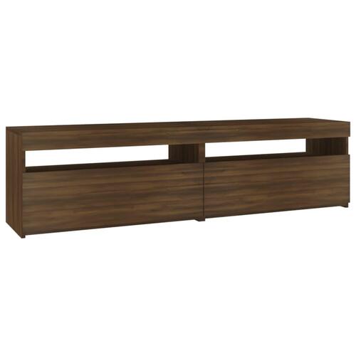 Tv-borde 2 stk. med LED-lys 75x35x40 cm brun egetræsfarve