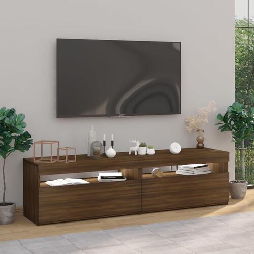 Tv-borde 2 stk. med LED-lys 75x35x40 cm brun egetræsfarve