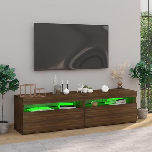Tv-borde 2 stk. med LED-lys 75x35x40 cm brun egetræsfarve