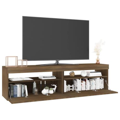 Tv-borde 2 stk. med LED-lys 75x35x40 cm brun egetræsfarve