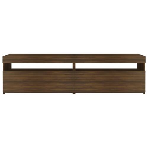Tv-borde 2 stk. med LED-lys 75x35x40 cm brun egetræsfarve