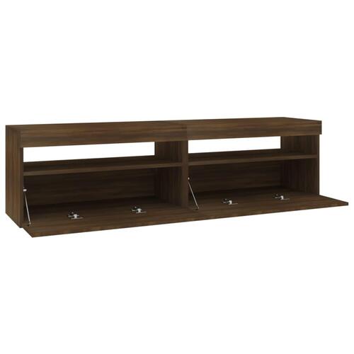 Tv-borde 2 stk. med LED-lys 75x35x40 cm brun egetræsfarve